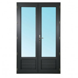 porte fenetre 2 vantaux pvc gris 215x120 cm ob materiauxnet com