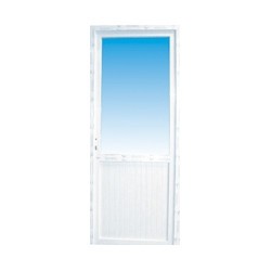 Porte de service pvc 1/2 vitre claire poussant gauche, 205 x 80 cm