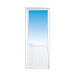 Porte de service pvc 1/2 vitre granitée poussant gauche, 205 x 80 cm