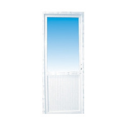 Porte de service pvc 1/2 vitre claire poussant droit, 215 x 90 cm