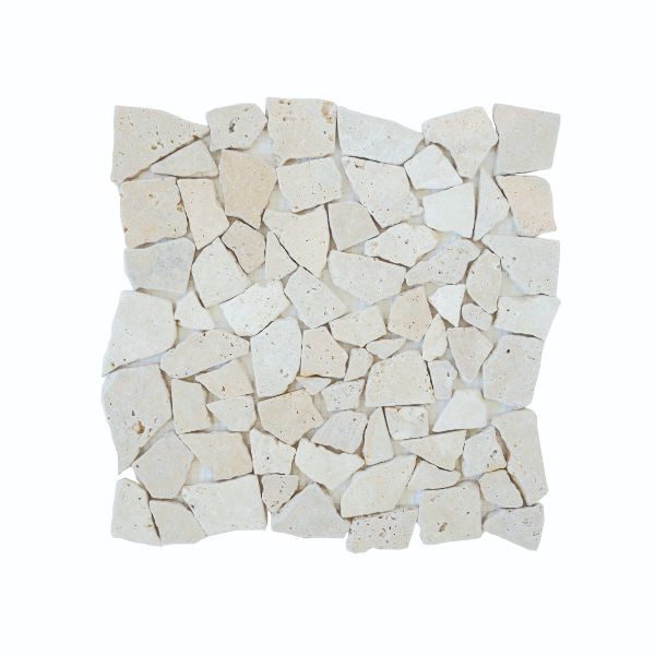 Mosaïque Ivoire Travertin Naturel 1037, Plaque 30,5 x 30,5 x 1 cm