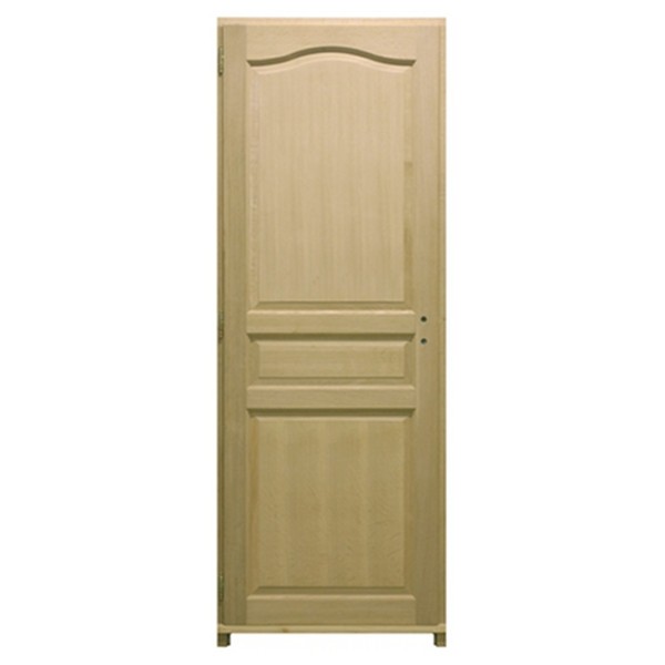 Bloc porte plaqué chêne 3 panneaux, 204x63 cm, droite chapeau gendarme