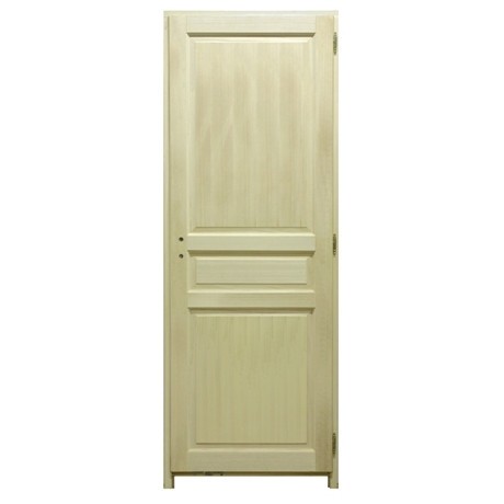 Bloc porte bois exotique 3 panneaux, 204x83cm, gauche traverse droite