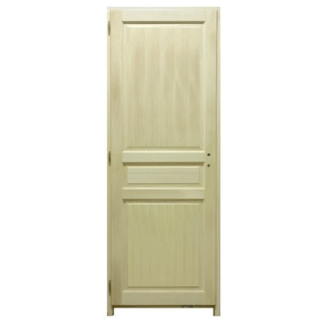 Bloc porte bois exotique 3 panneaux, 204x83cm, droite traverse droite