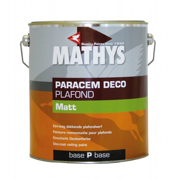 Peinture acrylique Paracem Deco Plafond Matt Mathys blanc, 10 litres