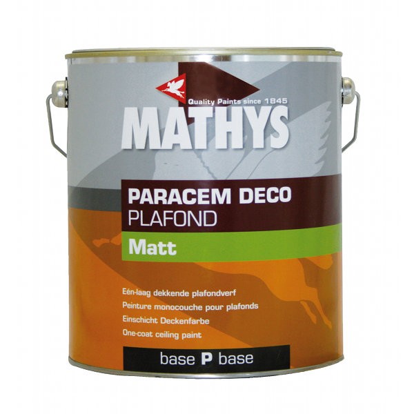 Peinture acrylique Paracem Deco Plafond Matt Mathys blanc, 4 litres