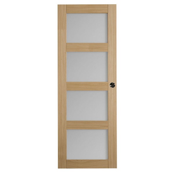 Porte intérieure Quartzo chêne 4 carreaux 204x73 cm, rive droite