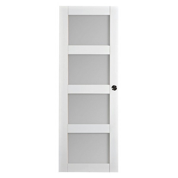 Porte intérieure Quartzo 4 carreaux blanc, 204x73 cm, rive droite
