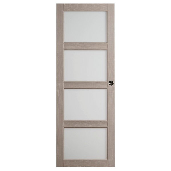 Porte intérieure Quartzo chêne grisé 4 carreaux 204x83 cm, rive droite