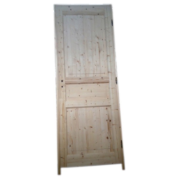 Bloc porte sapin 3 panneaux 204x83 cm, poussant gauche traverse droite