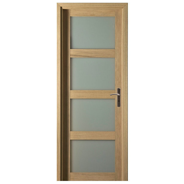 Bloc porte Quartzo chêne 4 carreaux 204x73 cm, poussant gauche 