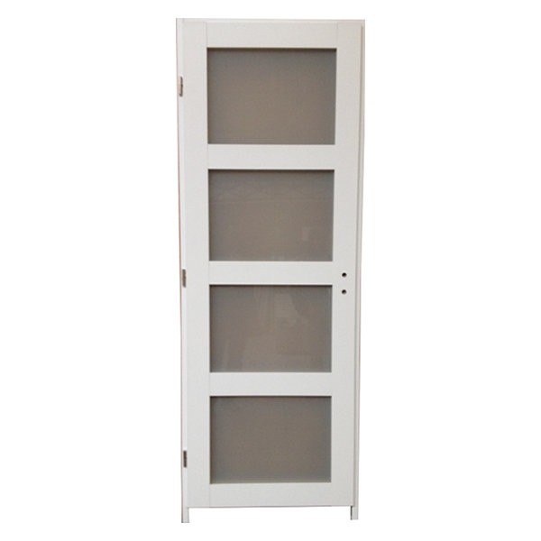 Bloc porte Quartzo 4 carreaux blanc, 204x73 cm, droite 