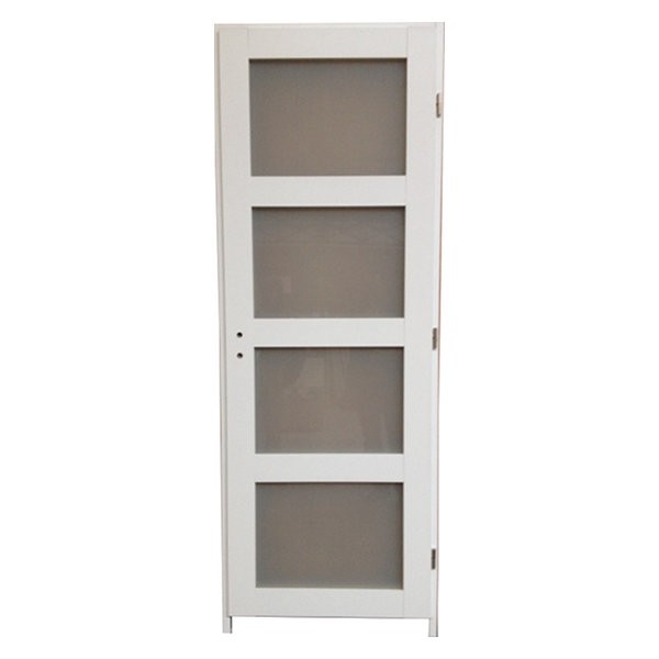 Bloc porte Quartzo 4 carreaux blanc, 204x73 cm, gauche 