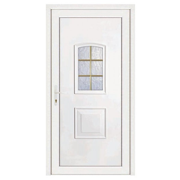 Porte d'entrée pvc Eva blanche 6 carreaux, poussant droit, 200 x 80 cm
