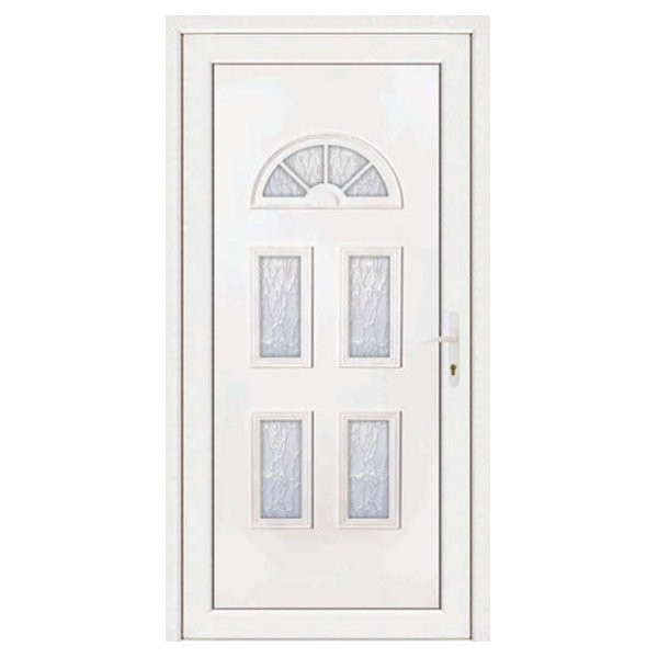 Porte d'entrée pvc INES blanc 5 carreaux poussant gauche, 200 x 90 cm