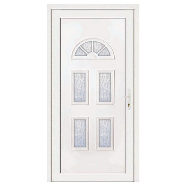 Porte d'entrée pvc INES blanc 5 carreaux poussant gauche, 215 x 80 cm