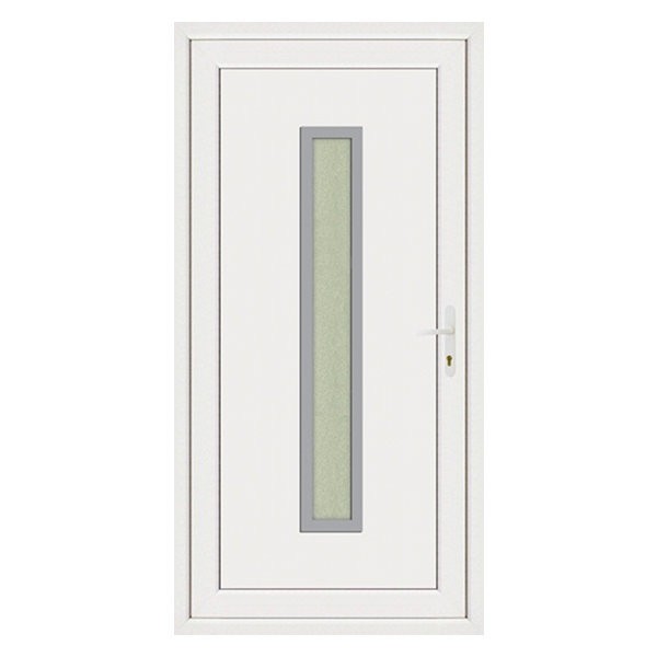 Porte d'entrée pvc JULES contour inox poussant gauche, 215 x 90 cm