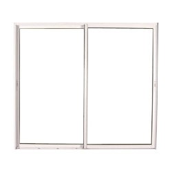 Baie vitrée coulissante en PVC blanc, double vitrage, 215 x 210 cm