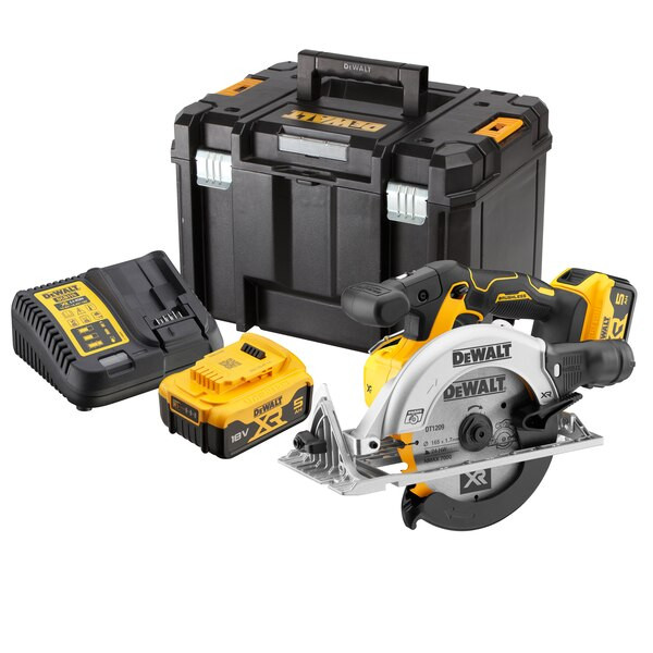 Scie circulaire Dewalt XR 18V 165 mm, 2 Batteries, Coffret DCS565P2-QW