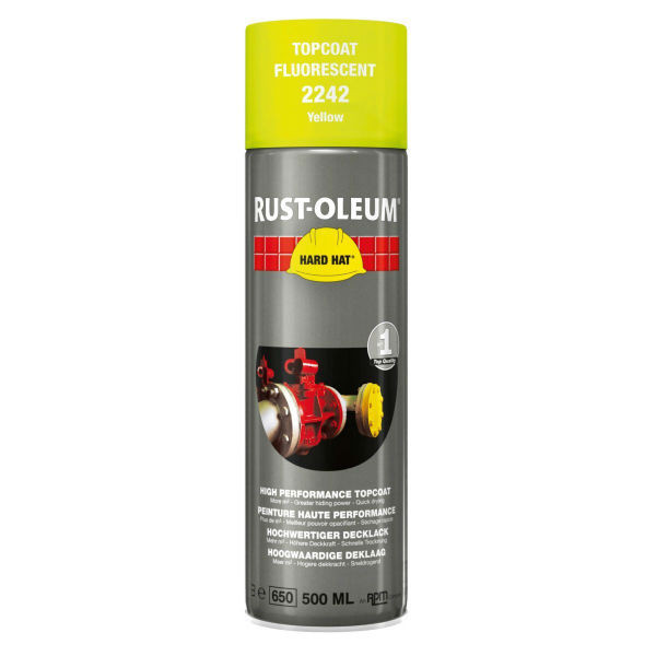 Peinture Finition Hard Hat Rust-Oleum Jaune Fluo Aérosol 500 ml