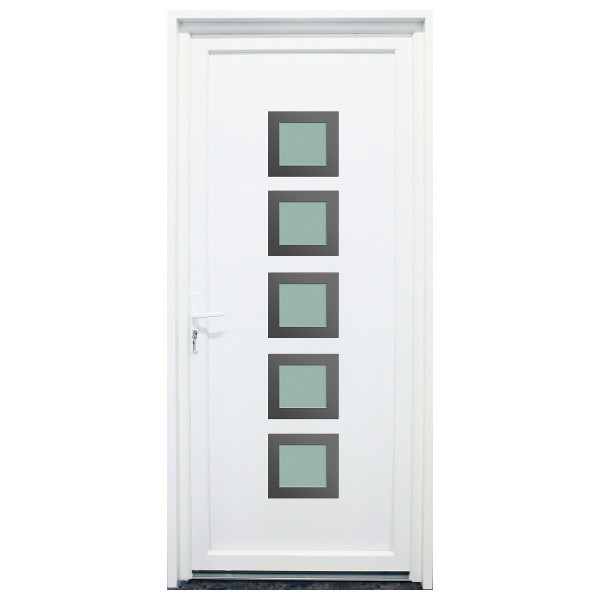 Porte d'entrée PVC Somme blanche, 215x80cm, poussant droit