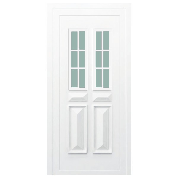 Porte d'entrée PVC Orne blanche, 200x90cm, poussant droit