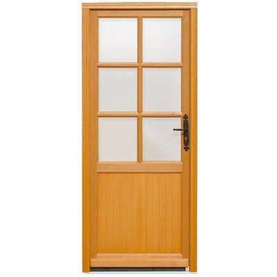 Porte De Service Vitrée Bois Exotique Lise 200 X 90cm Poussant Gauche