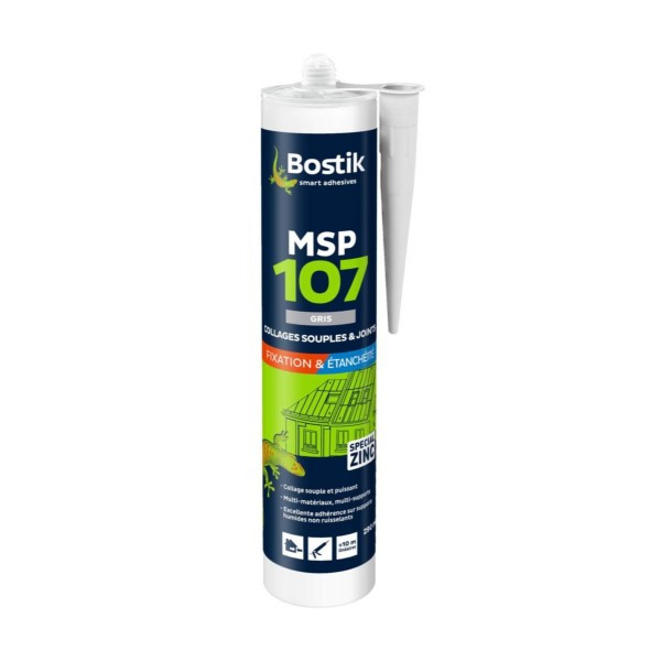 Mastic Collage et Étanchéité Gris Bostik MSP 107 Multi-Travaux 290 ml