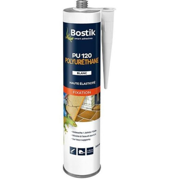 Mastic Colle Polyuréthane Blanc Bostik PU120 Multi-Travaux 300 ml