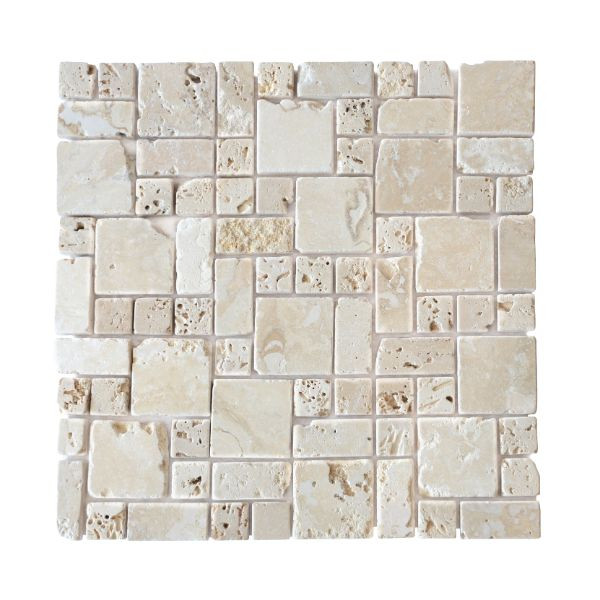 Mosaïque Romano Travertin Naturel 3555, Plaque 30,5 x 30,5 x 1 cm