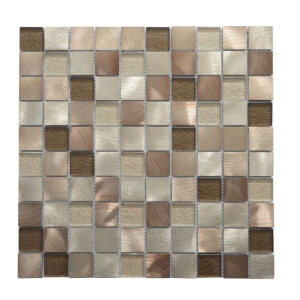 Mosaïque Cooper Verre Alu 3681, Plaque 30,5 x 30,5 x 0,8 cm