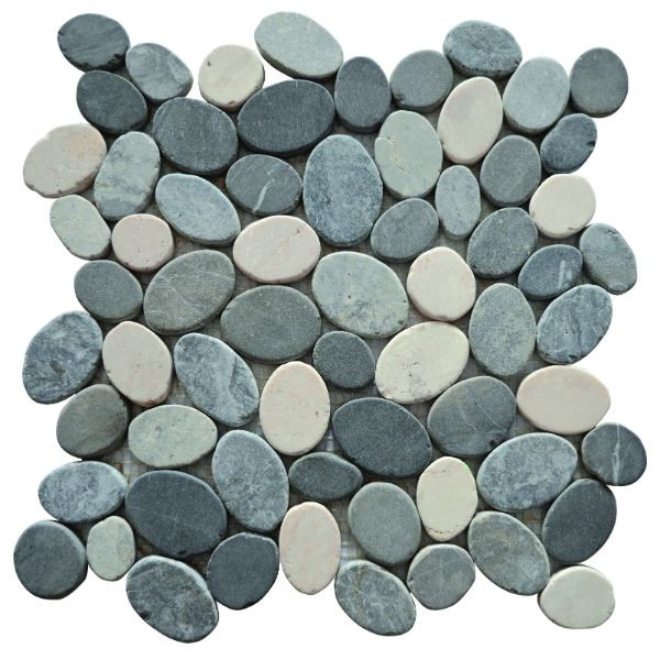 Galets Mix Gris Marbre Mixte 4111, Plaque 30 x 30 x 1 cm