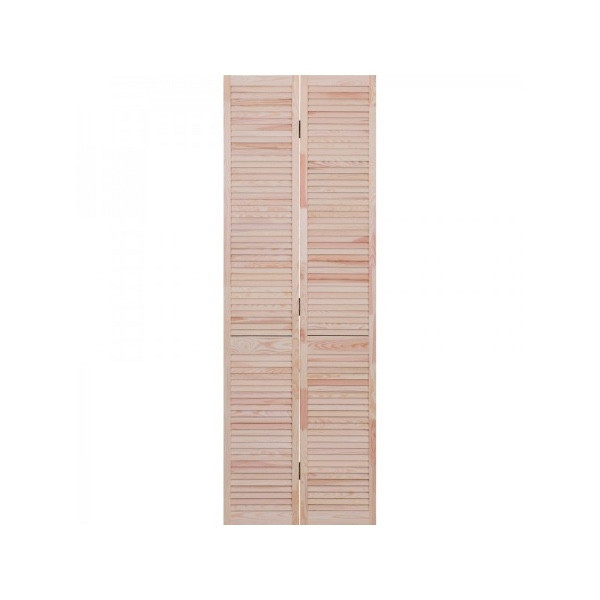 Porte de Placard Pliante Persiennée Pin Brut 205x61 cm avec Rail