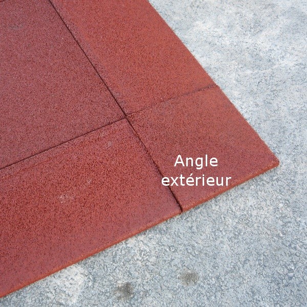 Angle extérieur caoutchouc chanfreiné Hexdalle XE 25 x 25 cm, ép 1 à 2 cm, couleur rouge brique, l'unité