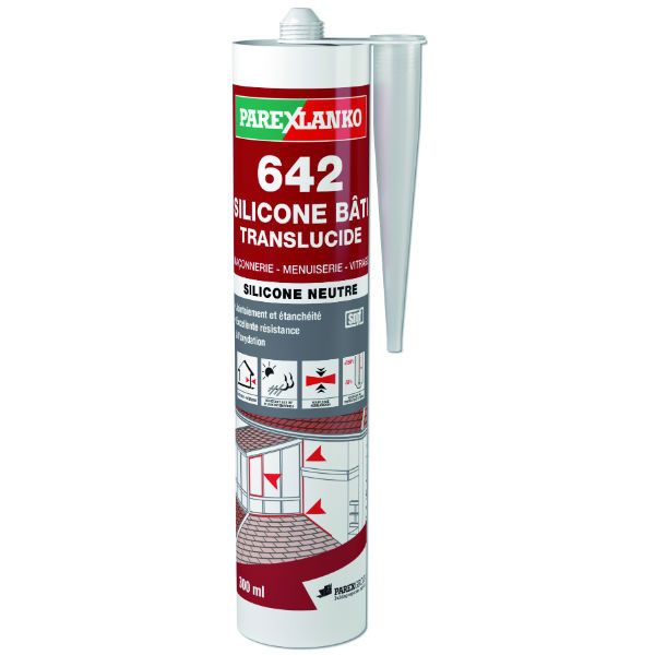 Mastic 642 Silicone Bâti Translucide ParexLanko, 300 ml