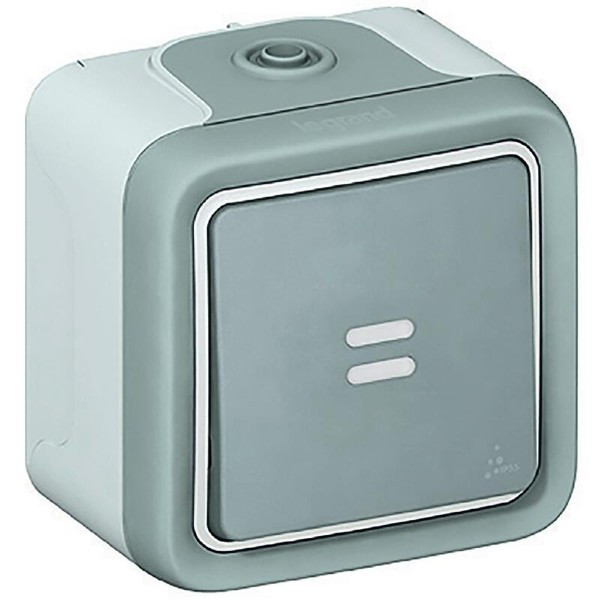 Bouton Poussoir Lumineux Legrand Plexo Saillie Gris Complet 069722