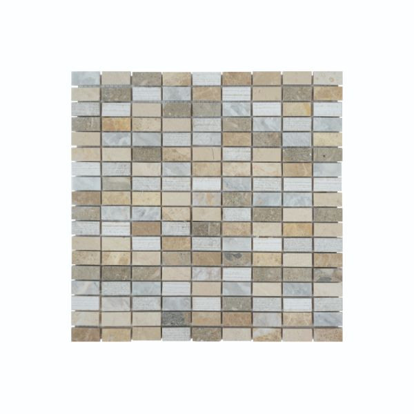 Mosaïque Mixte Poli Griffé Marbre Droit 968, Plaque 30,5 x 30,5 x 1 cm