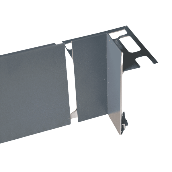 Embout d'angle Alu Interne pour profil Terrasse 122mmx2,5m, Gris Sablé
