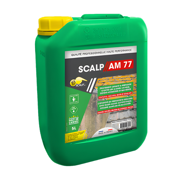Algicide Désinfectant Toitures Façades Murs Sols Scalp A-M 77, 5L