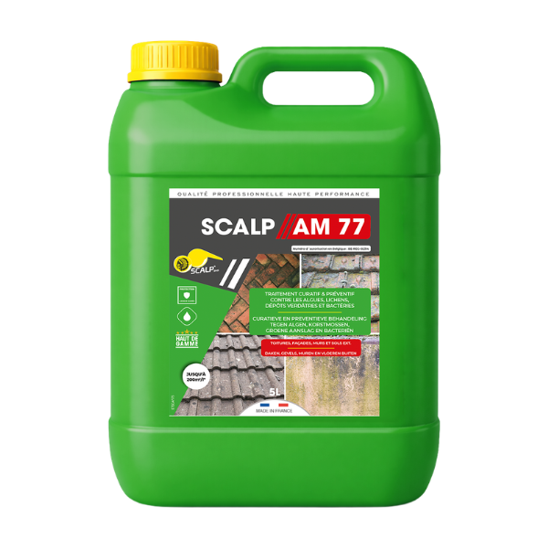 Algicide Désinfectant Toitures Façades Murs Sols Scalp AM 77, 5L