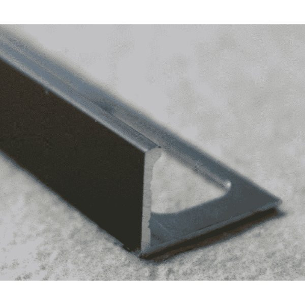 Baguette d'angle Alu pour Carrelage Anodisé H 22mm x 2,5 m, Noir Mat