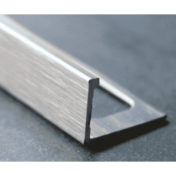 Baguette d'angle Alu pour Carrelage H 22mm x 2,5 m, Gris Brossé