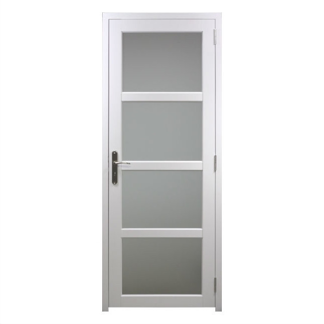 Bloc porte Tema enrobé Blanc 4 Vitrages 204x73 cm poussant Gauche