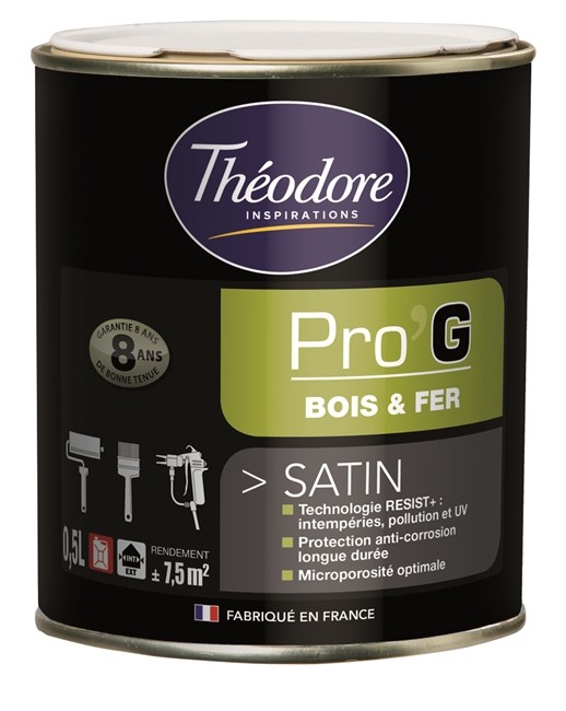 Peinture pour métaux et bois Théolaur Pro'g, couleurs au choix, 3 pots de 0,5l