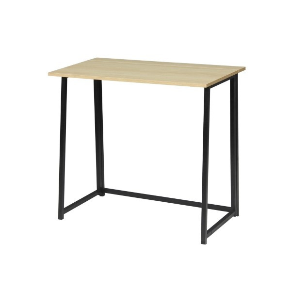 Bureau Pliable Industriel Casâme 80x74 cm Chêne et Métal Noir