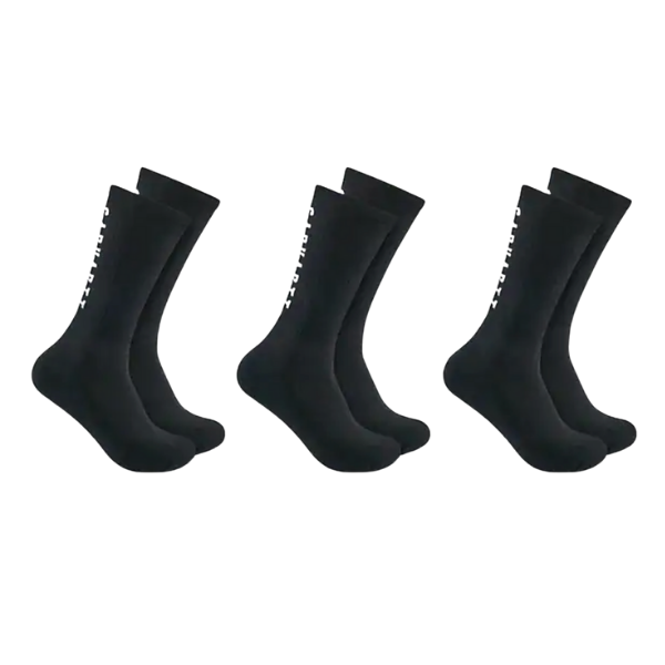 Chaussettes Hautes Carhartt Midweight Logo Crew SC9913M Black L x 3