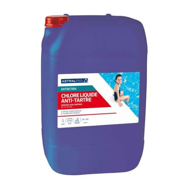 Chlore Liquide anti-tartre pour Piscine AstralPool, Bidon de 20L