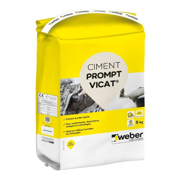 Ciment Prompt Vicat® à Prise Rapide Milieux Humides Weber 5kg