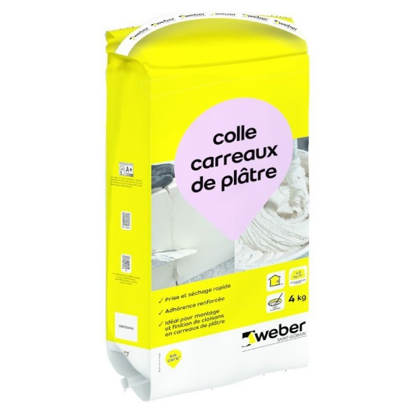 Colle Carreaux de Plâtre Weber Blanc 4kg 