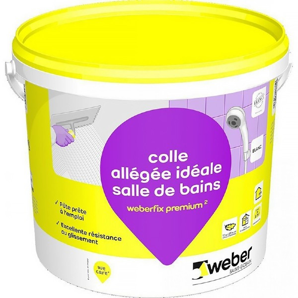 Colle Carrelage en Pâte Salle de bain Weberfix premium² Blanc 17kg